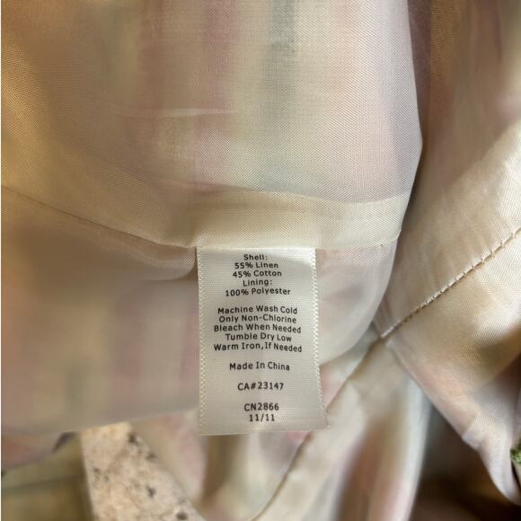 Talbots Womens Sz 4 Pink Green Orange Ivory Striped Linen Cotton Pencil Skirt - Picture 4 of 5